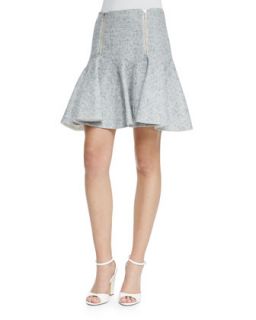 Womens Tweed Zip Front Flounce Skirt   Rebecca Taylor   Shark (4)