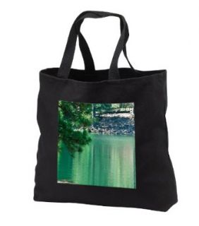 A Little Green Man Holding a Red Flag with a Sign on Him That Reads SLOW at Lake in Pine Valley   Black Tote Bag 14w X 14h X 3d Clothing