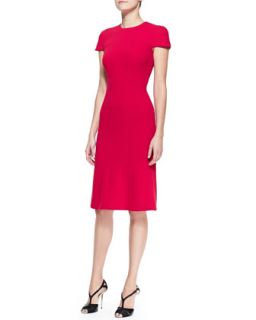 Womens Cap Sleeve Stretch Wool Crepe Dress, Red   Carolina Herrera   Red (8)