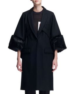 Womens 3/4 Sleeve Fur Cuff Coat   Givenchy   Black (40/6)