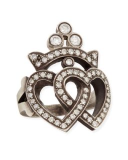 Double Heart & Crown Ring with Diamonds   Irit Design   (6)