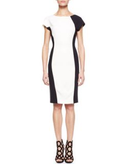 Womens Colorblock Crepe Dress, White/Black   Escada   Off white (34)