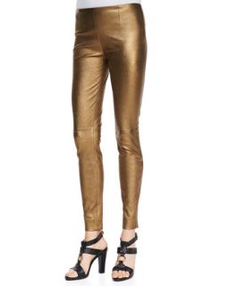 Womens Metallic Leather Skinny Pants   Ralph Lauren Black Label   Vintage gold