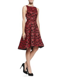 Womens Bailey Rose Jacquard A Line Dress   Alice + Olivia   Red multi floral