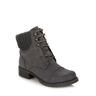Call It Spring Grey knitted cuff lace Ain ankle boots
