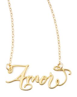 Amor Hand Calligraphed Necklace   Brevity   Gold
