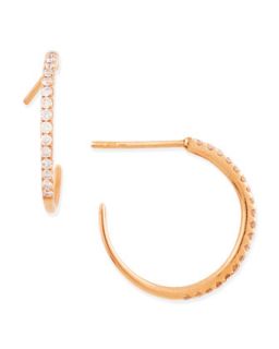 18k Rose Gold & Pave White Diamond Micro Hoop Earrings   Bessa   White (18k )