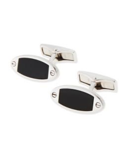 Mens Silver & Onyx Cuff Links   Alfred Dunhill   Silver