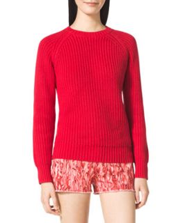 Womens Shaker Knit Crewneck Sweater   MICHAEL Michael Kors   Coral reef