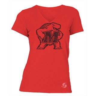 SOFFE Womens Maryland Terrapins No Sweat V Neck Short Sleeve T Shirt   Size L,