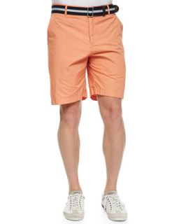 Mens Flat Front Paper Twill Shorts, Orange   WRK   Orange (33)