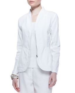 Womens Ramie Shawl Collar Peplum Jacket   Eileen Fisher   White (XL (18))