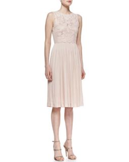 Womens Sleeveless Floral & Pleated Skirt Cocktail Dress   Catherine Deane  
