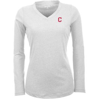 Antigua Cleveland Indians Womens Flip Long Sleeve V neck T Shirt   Size Large,