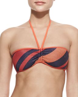 Womens Striped Bandeau Halter Bikini Top   MARC by Marc Jacobs   Black iris