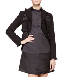 Womens Tiered Back Pleated Ribbon Jacket   Bottega Veneta   Black (44/8)