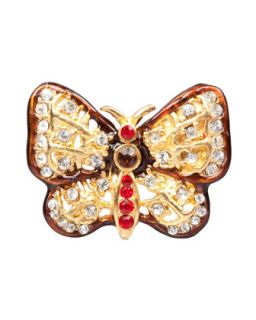 Red & Amber Butterfly Tack Pin   Jay Strongwater   Red