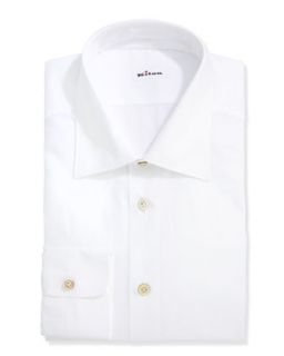 Mens Basic Poplin Dress Shirt, White   Kiton   White (39/15.5L)