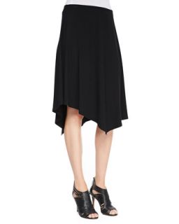 Jersey Handkerchief Hem Skirt, Womens   Eileen Fisher   Black (3X (22/24))