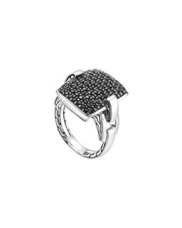 Classic Chain Silver Lava Black Sapphire Ring, Size 7   John Hardy   Silver