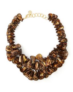 Brown Mother of Pearl Cluster Necklace   Nest   Brown pearl