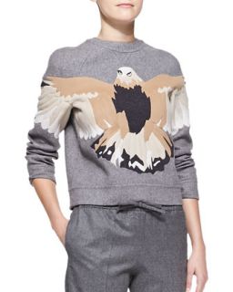 Womens Embroidered Eagle Sweatshirt, Gray   Valentino   Gray (4)