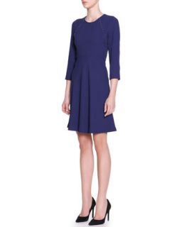 Womens 3/4 Sleeve Cady Dress with Studs   Piazza Sempione   Blue (40/6)