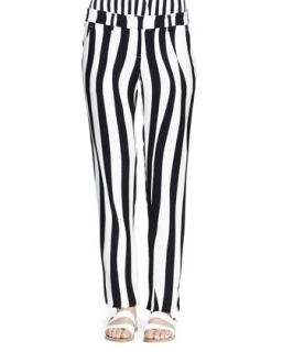 Womens Andrew Optic Stripe Silk Pants   A.L.C.   Large stripe(blk) (10)