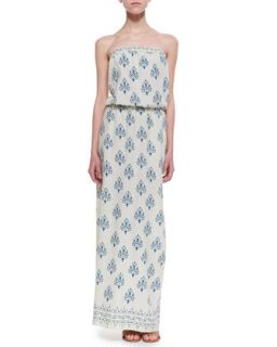 Womens Noile Strapless Printed Maxi Dress   Velvet   White ptrn (PETITE)
