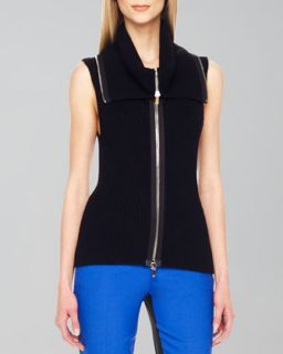 Womens Front Zip Knit Vest   Black/Silver (X SMALL)