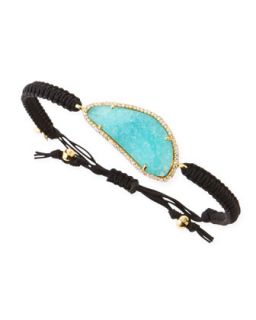 G Pave Trim Mint Crystal Braided Cord Bracelet, Black   Tai   Black