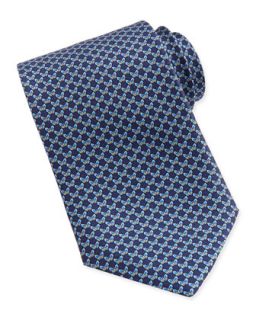 Mens Butterfly Pattern Woven Tie, Blue   Ferragamo   Blue
