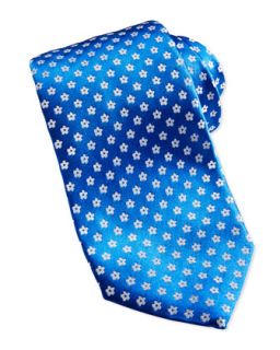 Mens Floral Neat Silk Tie, Blue   Isaia   Blue