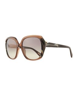 Oversized Transparent Sunglasses, Brown/Gray   Lanvin   Brown/Gray