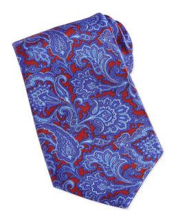 Mens Paisley Print Woven Silk Tie, Blue   Stefano Ricci   Blue 6