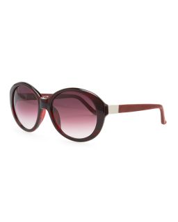 Oval Leather Arm Sunglasses, Red   THE ROW   Red