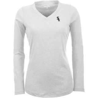 Antigua Chicago White Sox Womens Flip Long Sleeve V neck T Shirt   Size Large,