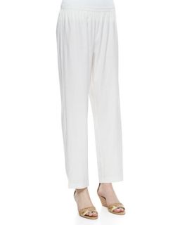 Linen Slim Pants, White, Womens   Go Silk   White (3X (24W))