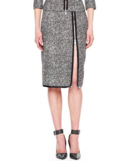 Womens Zip Slit Tweed Skirt   Michael Kors   Black/White (4)