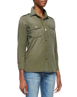 Womens The Perfect Button Front Shirt   Current/Elliott   Army green w/Stud (3)
