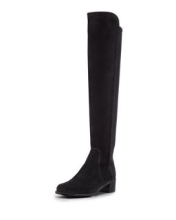 Reserve Wide Suede Stretch Over the Knee Boot, Black   Stuart Weitzman   Black