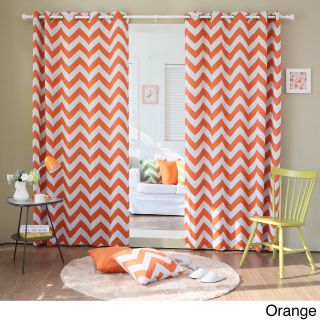 Best Home Fashion Chevron Print Room Darkening Grommet Top 84 Inch Curtain Panel Pair Orange Size 52 x 84