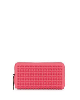 Panettone Spiked Zip Wallet, Pink   Christian Louboutin   Pink