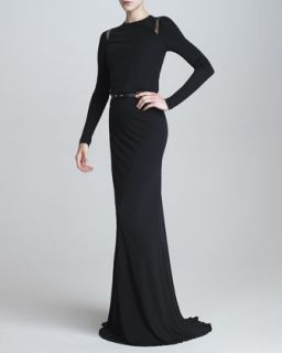 Womens Long Sleeve Jersey Gown   Elie Saab   Black (38/6)