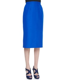 Womens Faille Pencil Skirt, Lapis Blue   Oscar de la Renta   Lapis blue (12)