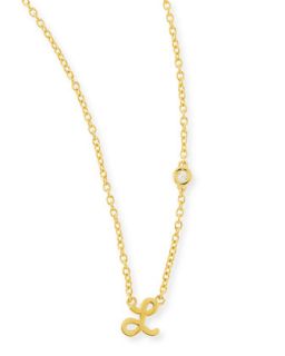 L Initial Pendant Necklace with Diamond   SHY by Sydney Evan   Gold