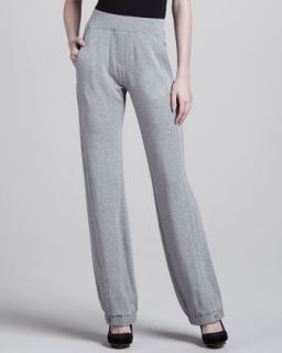 Womens Luxe Comfort Jersey Pants, Gray Melange   Donna Karan   Grey melanc