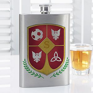 Personalized Flasks   My Custom Crest  Initial