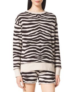 Womens Zebra Stripe Terry Sweatshirt   MICHAEL Michael Kors   Sand (SMALL)