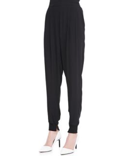 Silk Ankle Pants with Cuffs, Womens   Eileen Fisher   Black (1X (14 16W))